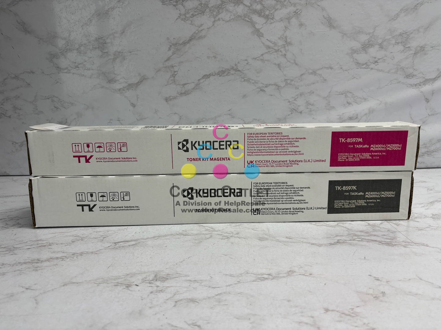 2 Genuine Kyocera MZ4001ci,MZ5001ci,MZ6001ci MK Toners TK-8597M, TK-8597K