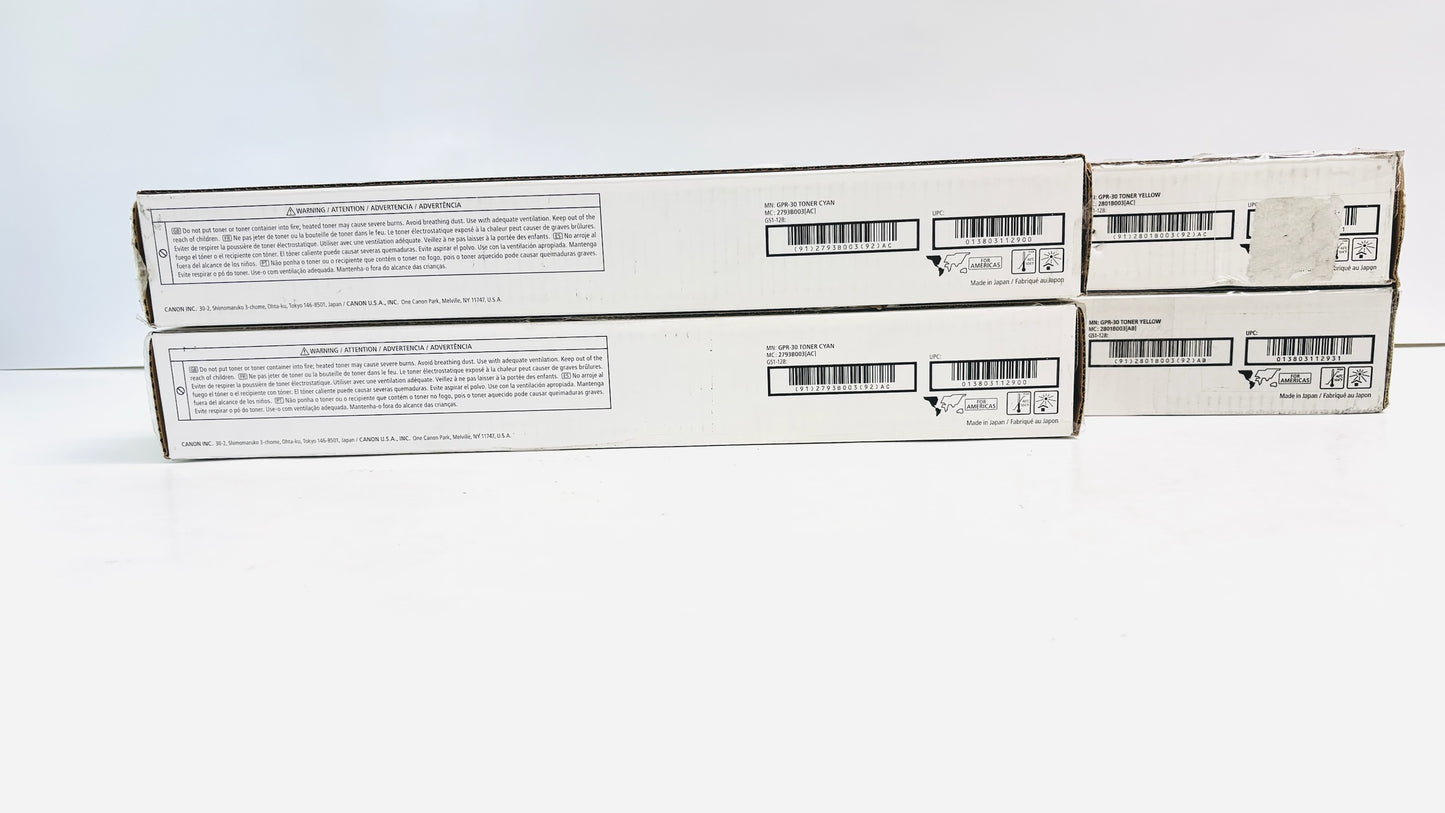 4 Cosmetic Genuine Canon IR C5045,C5255 Cyan & Yellow Toners GPR-30