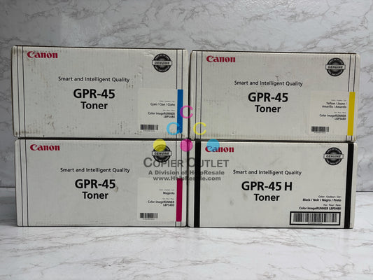 4 Genuine Canon Color imageRuuner LBP5480 CMYK Toners GPR-45H K, GPR-45CMY