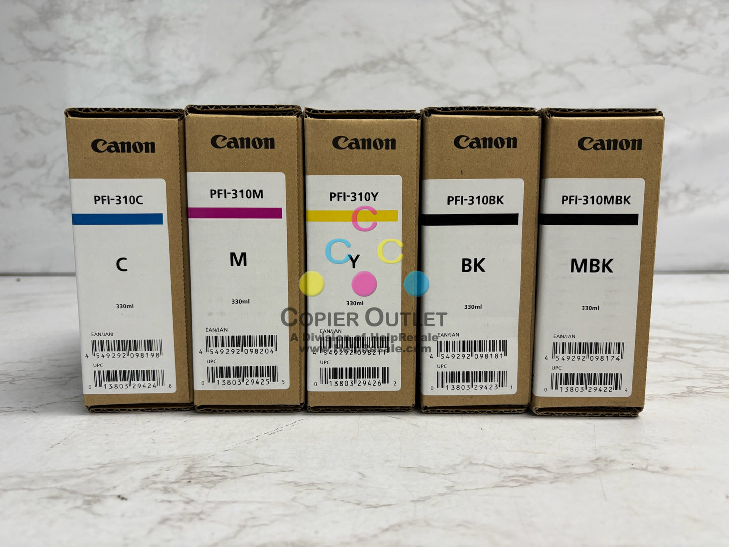 5 Genuine Canon IPF TX-2000,TX-3000,TX-4000 Inks PFI-310C,M,Y,BK,MBK (2026-2027)