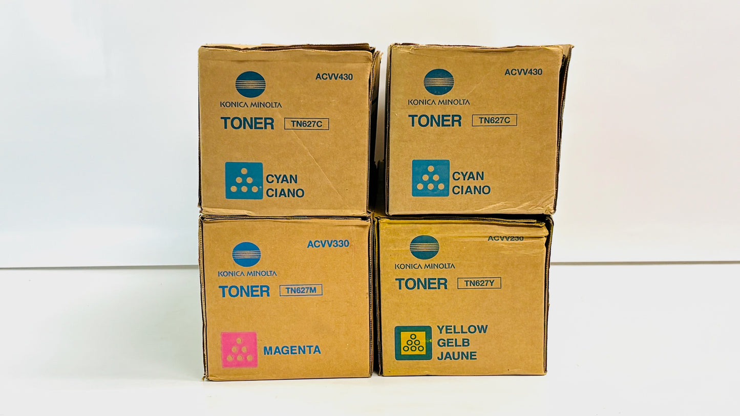 4 OEM Konica C12000, C14000 Cyan, Magenta, Yellow Toners TN627 ACVV430,330,230