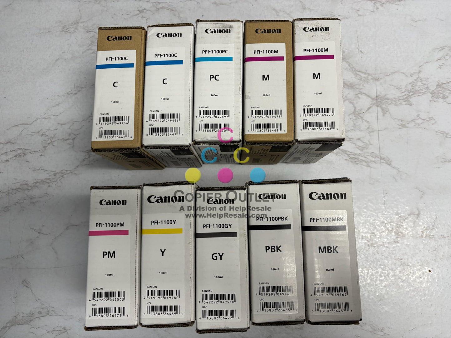 10 OEM Canon PRO-2000,4000 Inks PFI-1100 C,C,PC,PM,M,M,Y,GY,MBK,PBK (2026-2028)