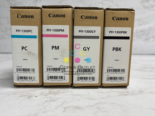 4 Genuine Canon PRO-2000,4000,6000,6100 Inks PFI-1300PC,PM,GY,PBK 330ML (2023)
