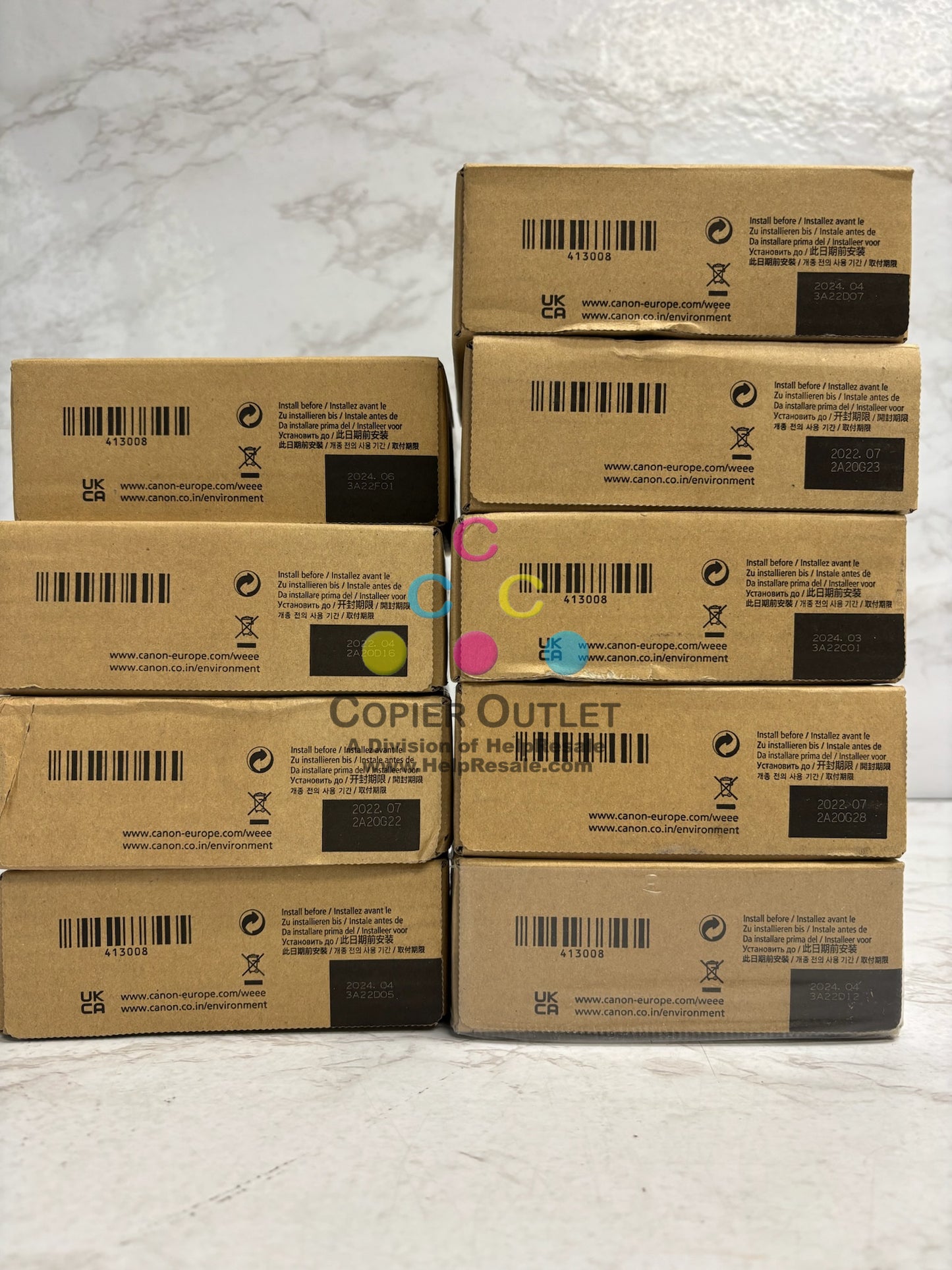 9 OEM Canon TX-2000,TX-3000,TX-4000 Inks PFI-110 CCMMYY,BK,BK,MBK (2022-2024)