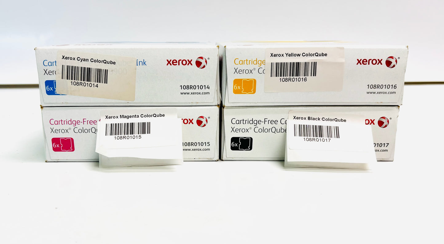 4 OEM Xerox Colorqube 8900 CMYK Ink Cubes 108R01014, 15, 16, 17 ( 6 per box )