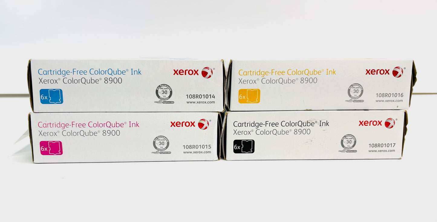 4 OEM Xerox Colorqube 8900 CMYK Ink Cubes 108R01014, 15, 16, 17 ( 6 per box )