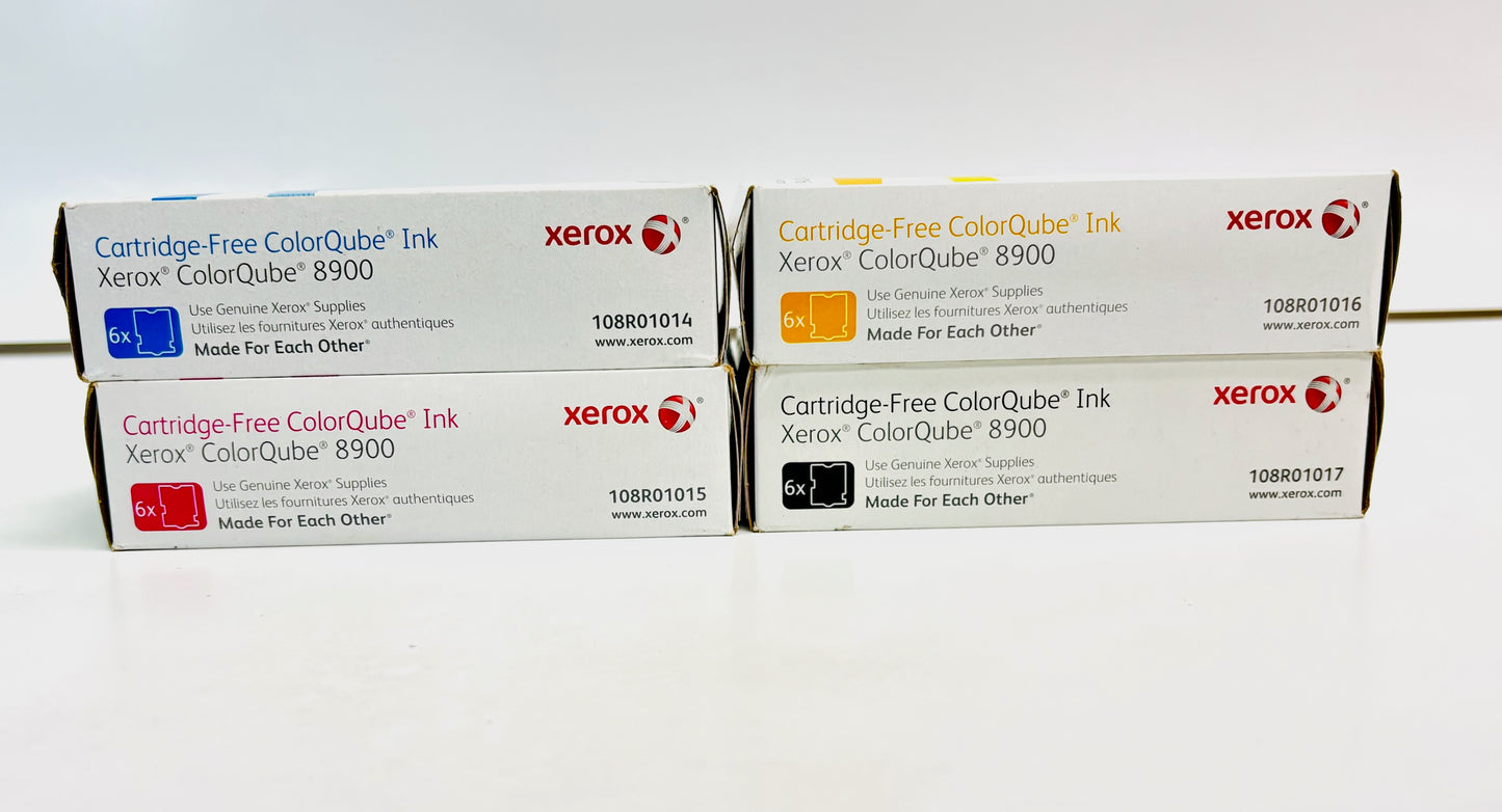 4 OEM Xerox Colorqube 8900 CMYK Ink Cubes 108R01014, 15, 16, 17 ( 6 per box )