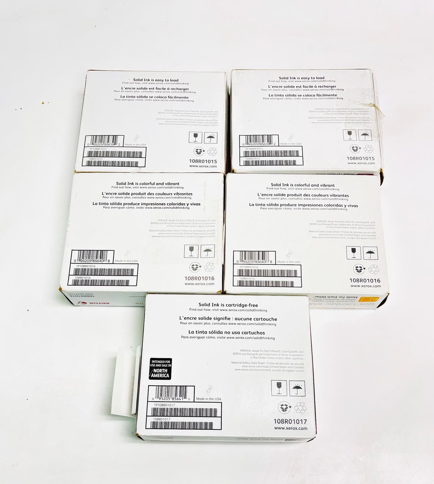 5 Open OEM Xerox Colorqube 8900 MMYYK Ink cubes 108R01015,1016,1017 (6 per box)