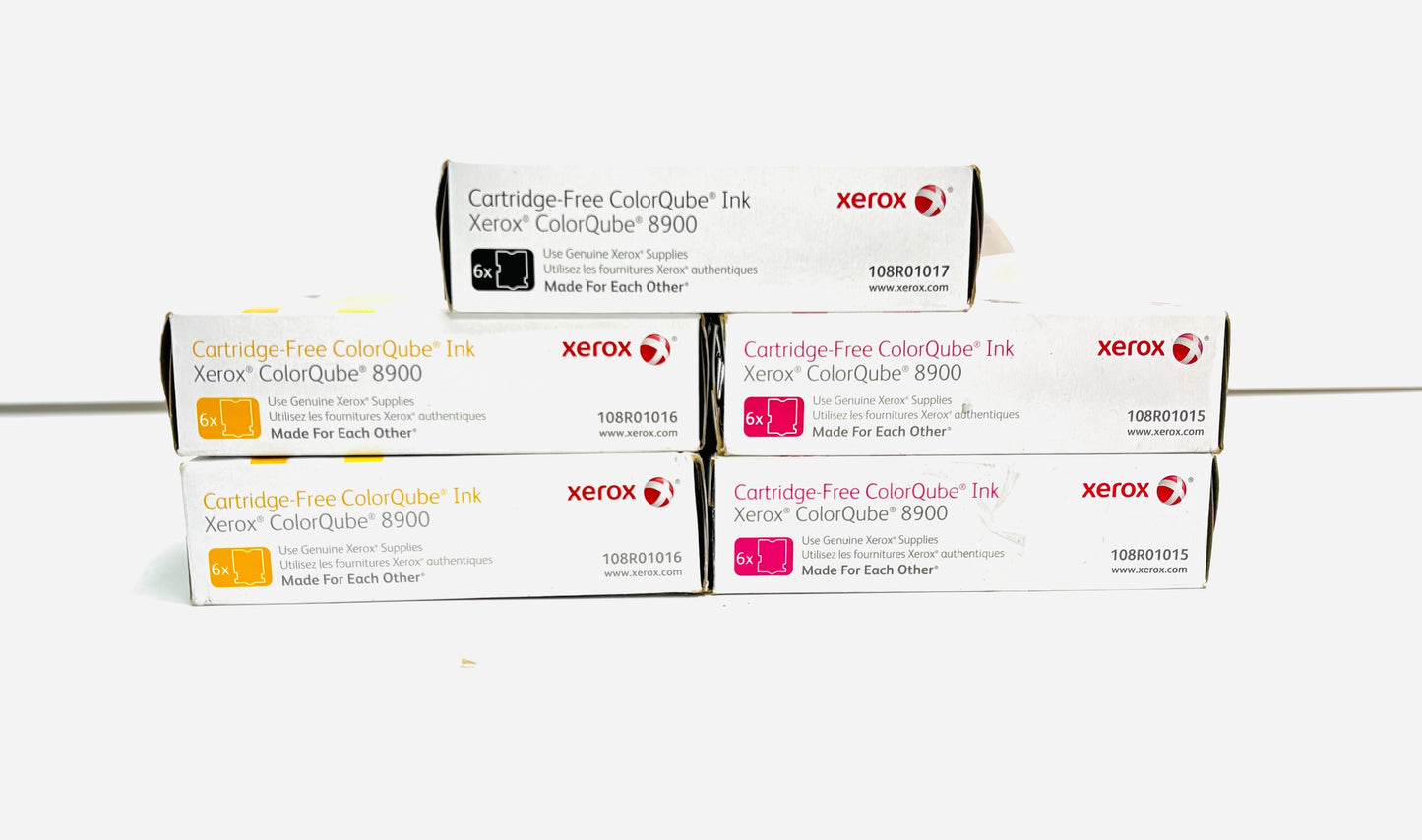 5 Open OEM Xerox Colorqube 8900 MMYYK Ink cubes 108R01015,1016,1017 (6 per box)