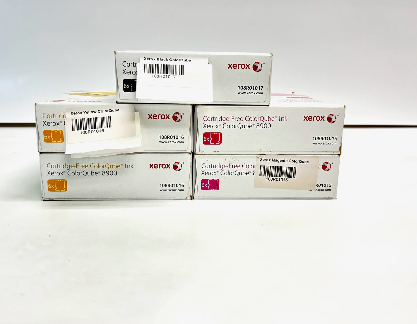 5 Open OEM Xerox Colorqube 8900 MMYYK Ink cubes 108R01015,1016,1017 (6 per box)