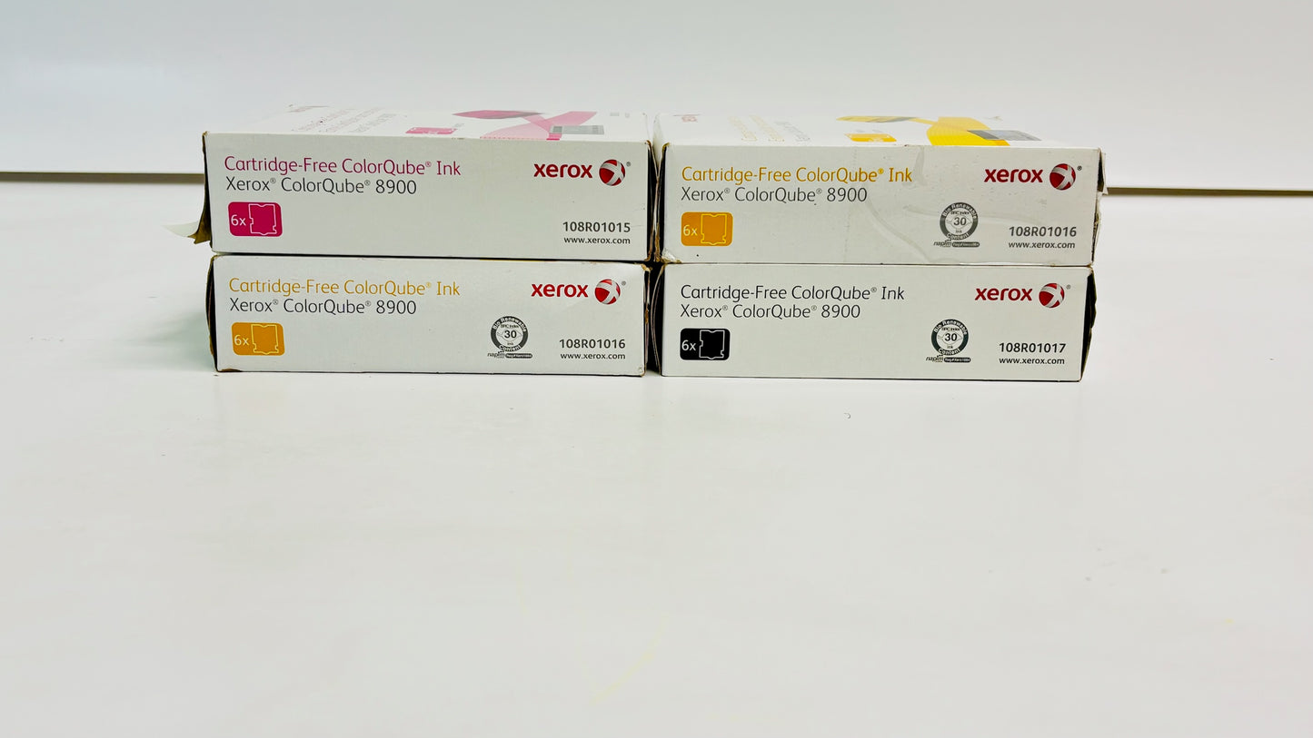 4 Open Genuine Xerox ColorQube 8900 Solid Ink MYYK 108R01015, 1016, 1017