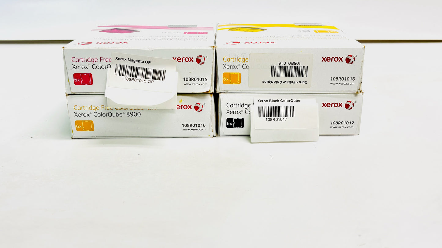 4 Open Genuine Xerox ColorQube 8900 Solid Ink MYYK 108R01015, 1016, 1017
