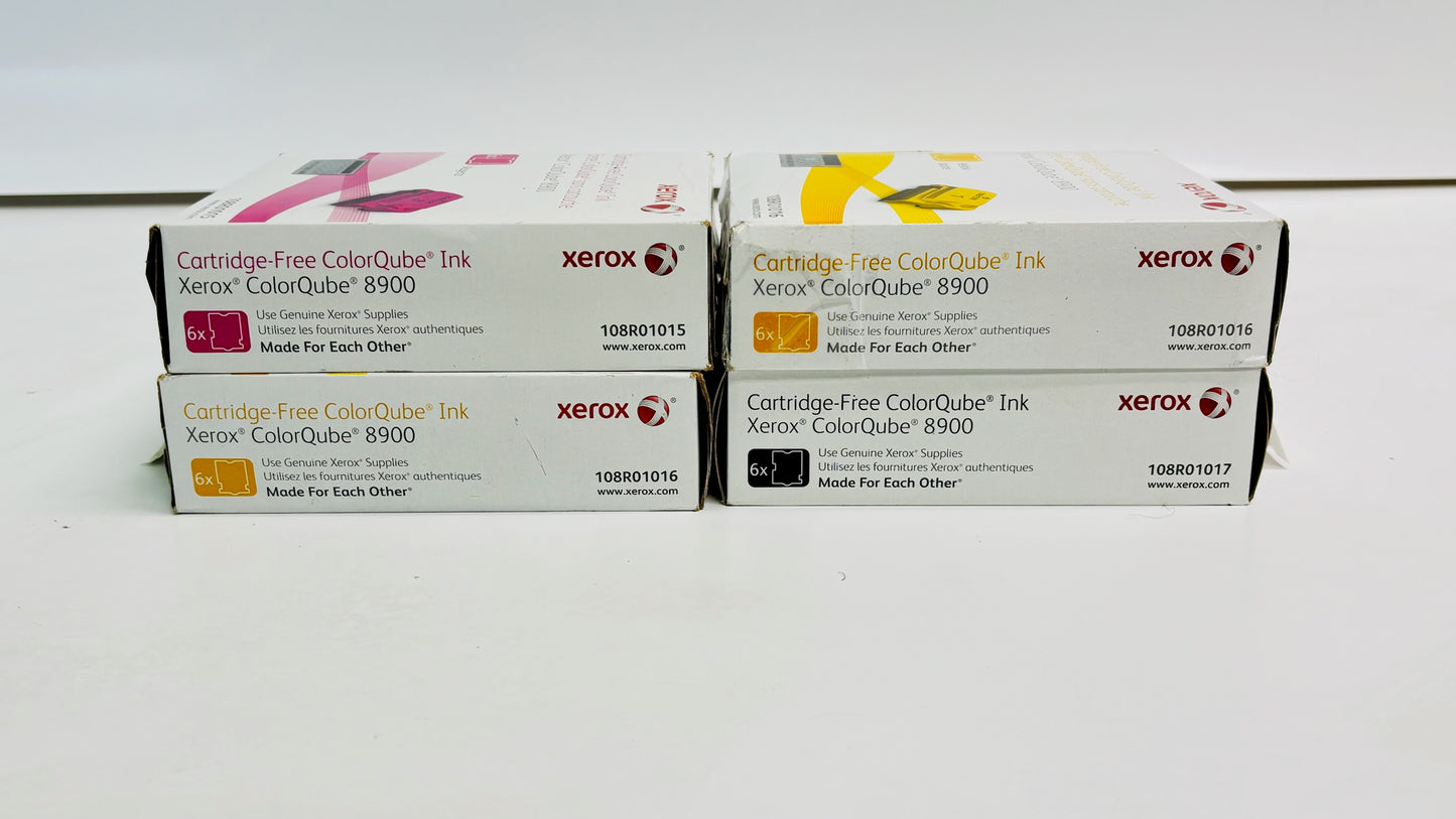 4 Open Genuine Xerox ColorQube 8900 Solid Ink MYYK 108R01015, 1016, 1017