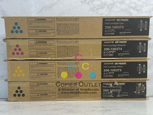 4 OEM Xante En/Press CMYK Toners 200-100373,200-100374,200-100375,200-100376