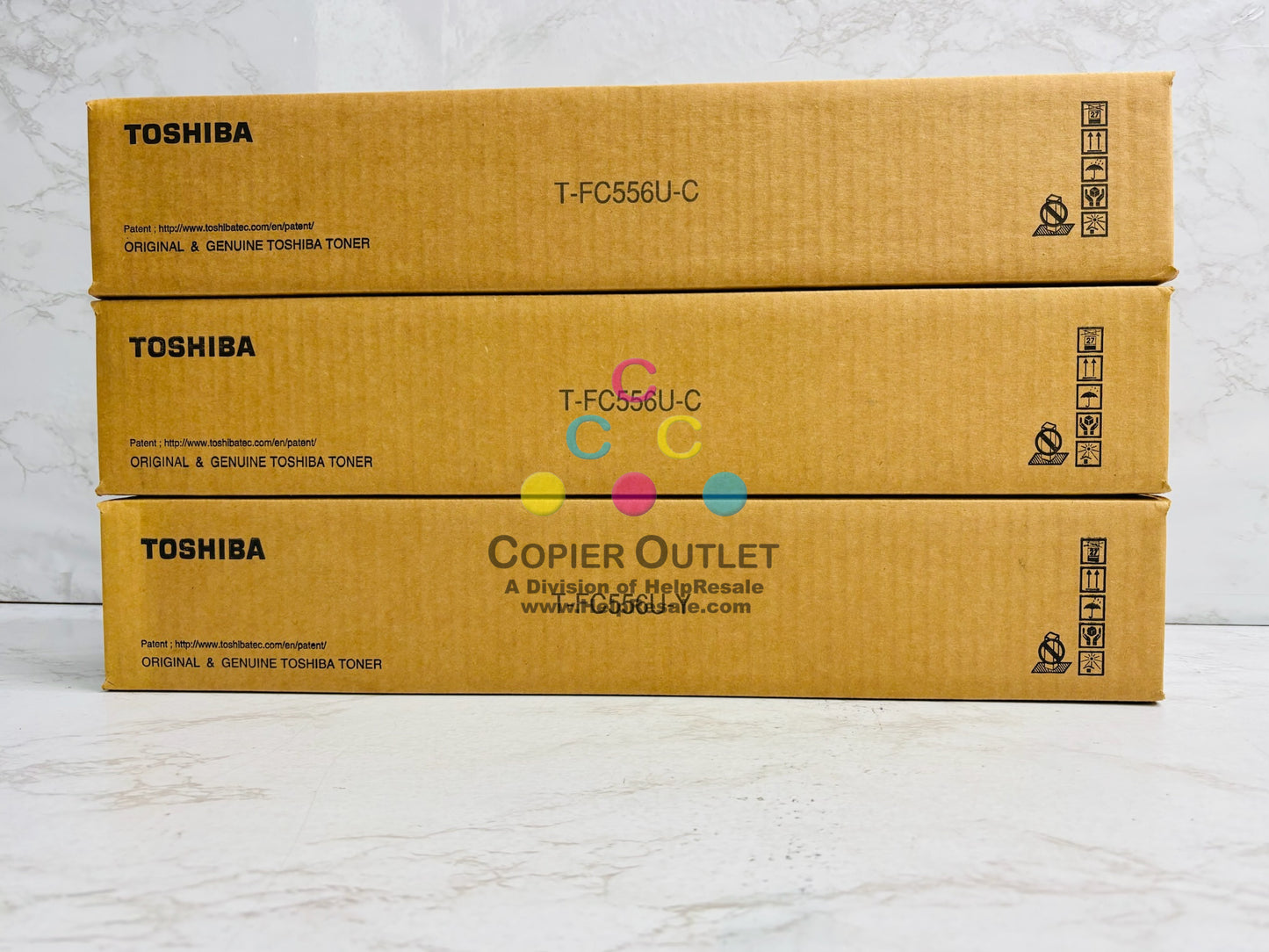 3 Genuine Toshiba eSTUDIO 5506, 5606 Cyan & Yellow Toner T-FC556U
