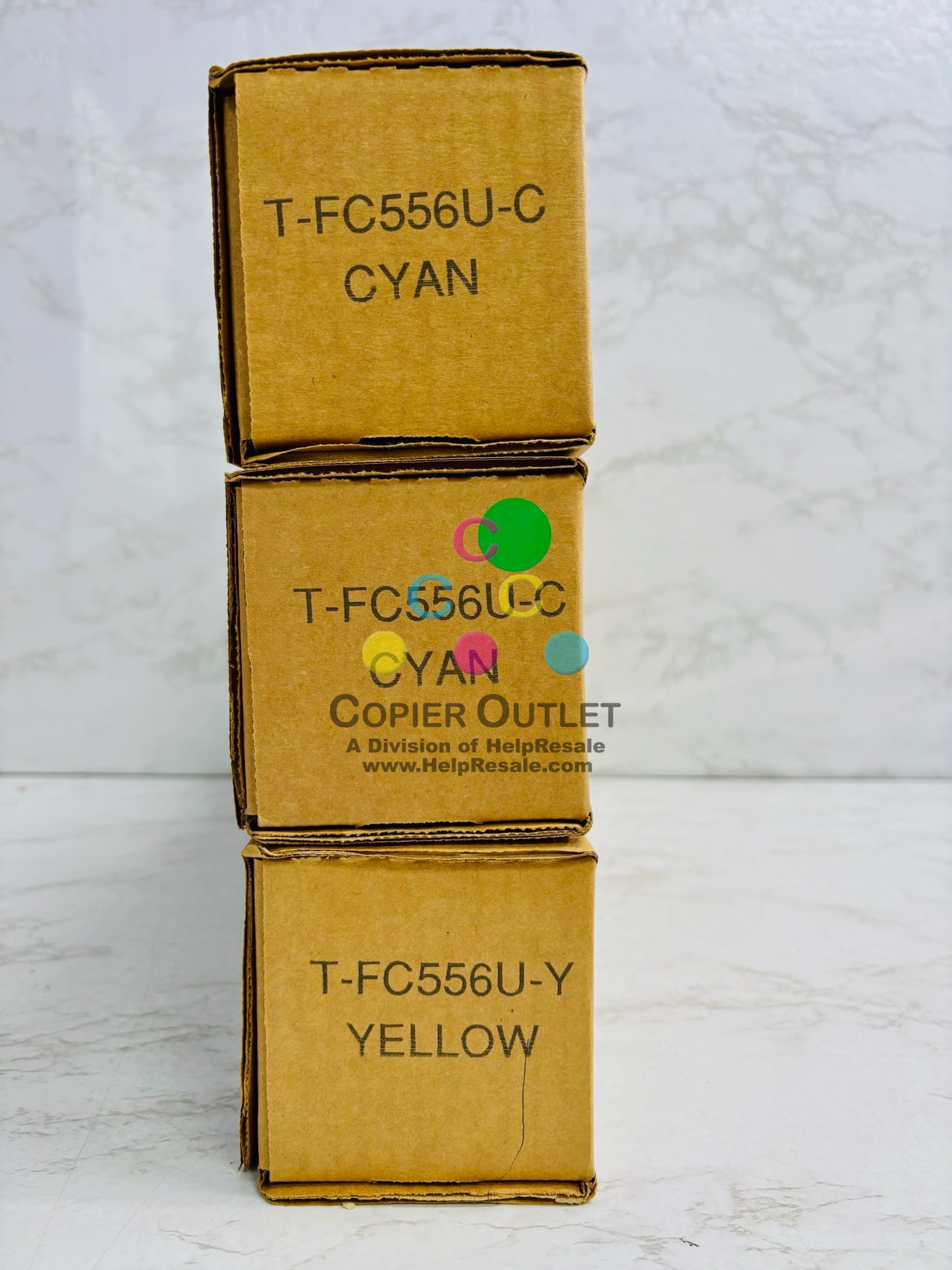 3 Genuine Toshiba eSTUDIO 5506, 5606 Cyan & Yellow Toner T-FC556U