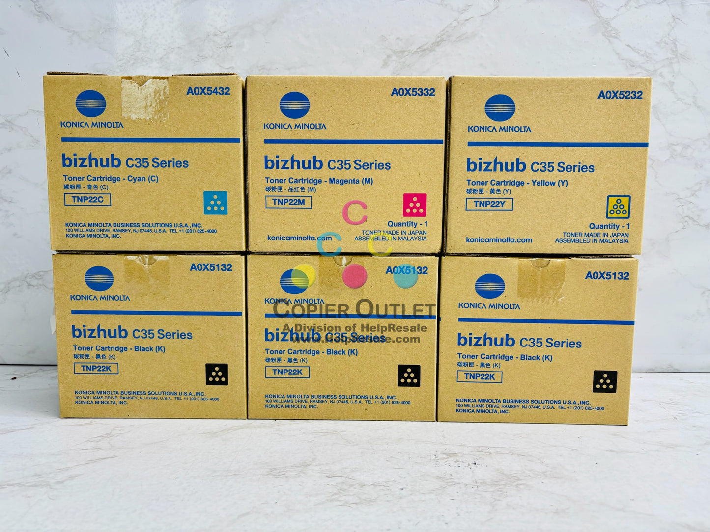 6 Genuine Konica Minolta Bizhub C35 C35P CMYKKK Toner TNP22