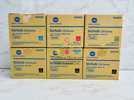 6 Genuine Konica Minolta Bizhub C35 C35P CMYKKK Toner TNP22