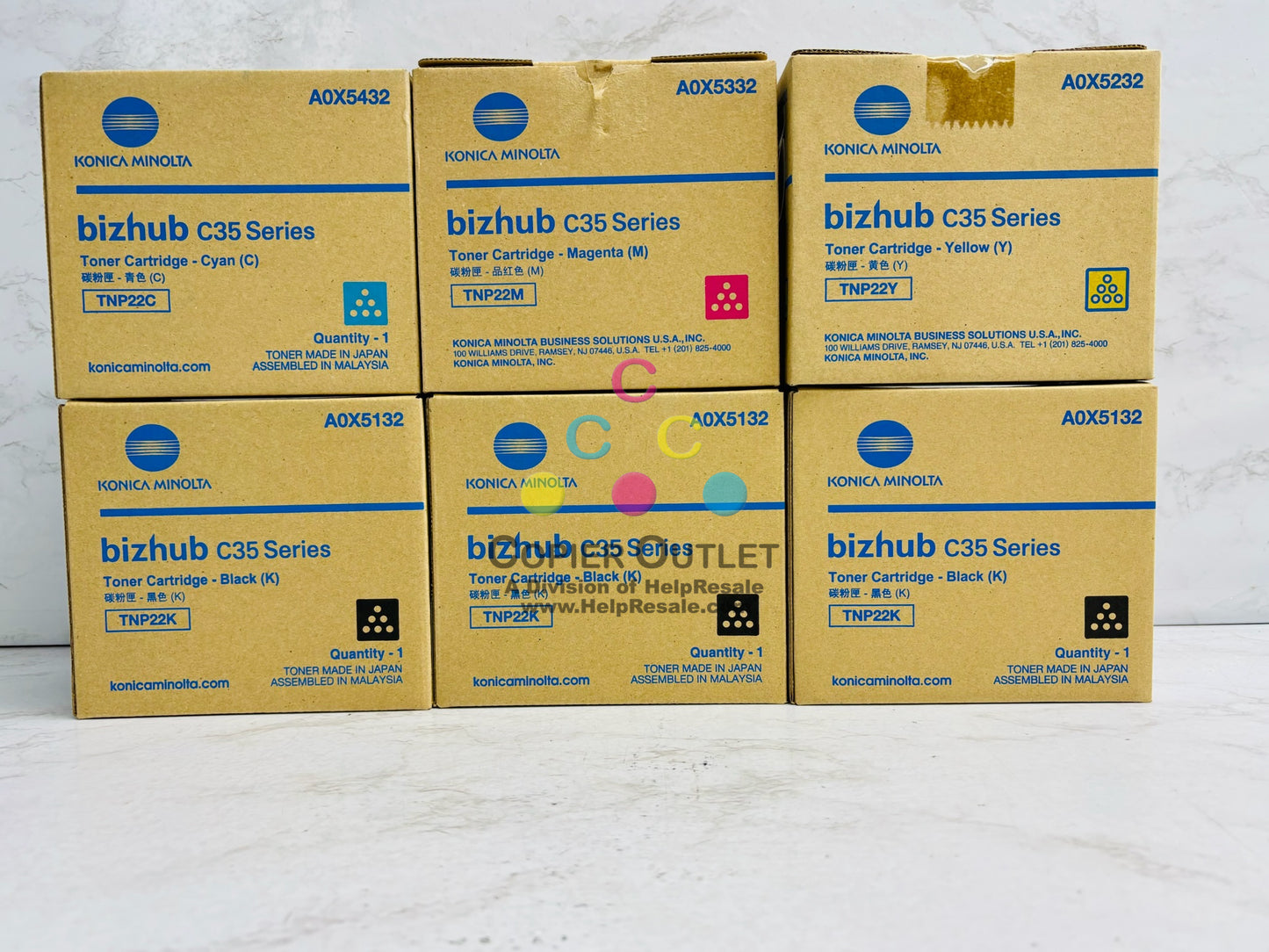 6 Genuine Konica Minolta Bizhub C35 C35P CMYKKK Toner TNP22