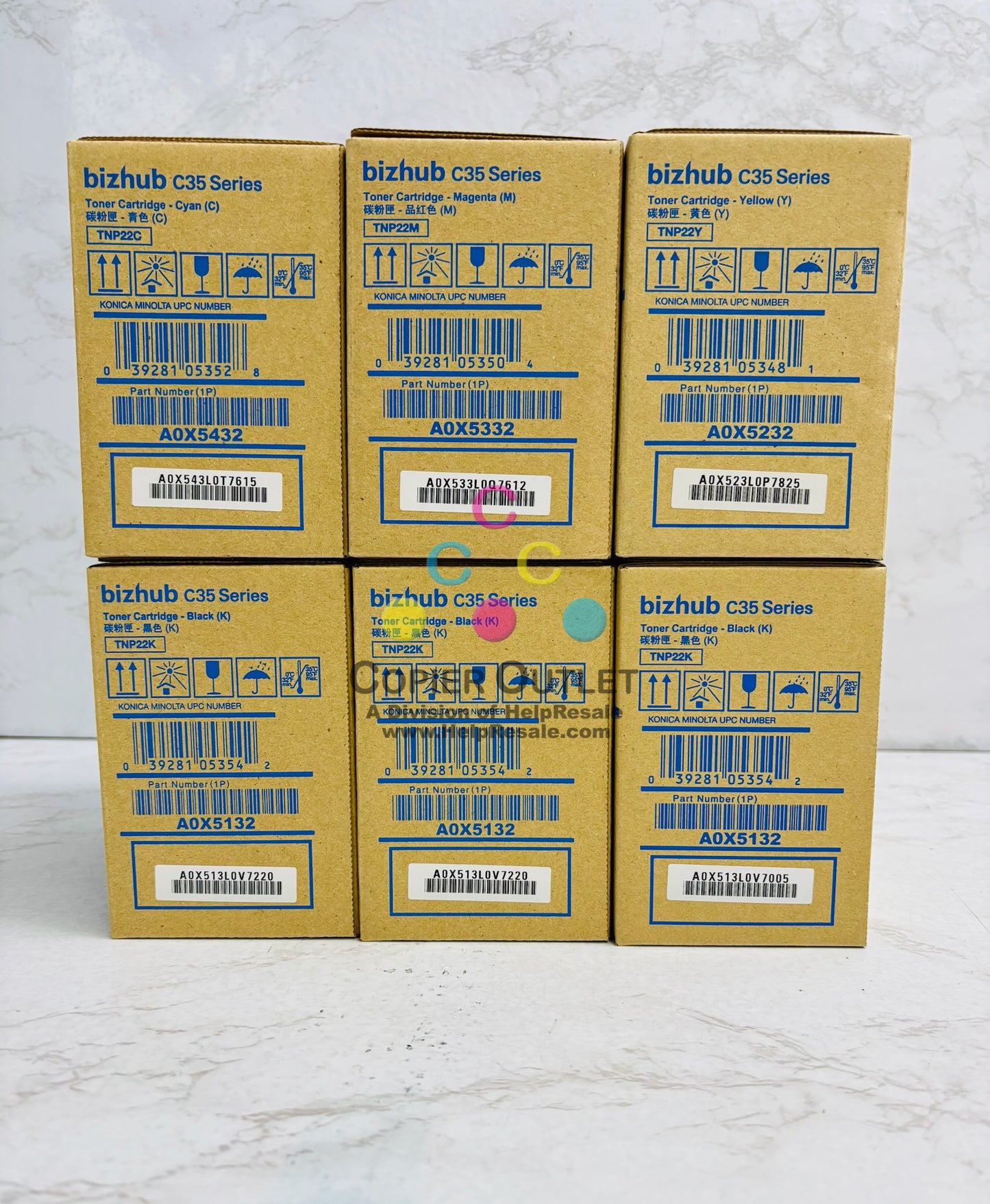 6 Genuine Konica Minolta Bizhub C35 C35P CMYKKK Toner TNP22