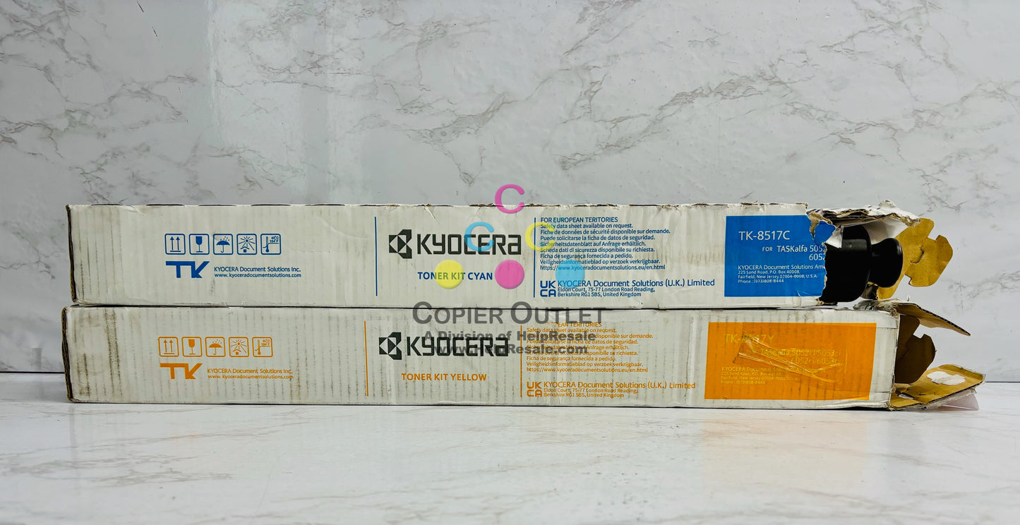 2 Open OEM Kyocera TASKalfa 2550ci Cyan & Yellow Toner TK-8317C, TK-8317Y