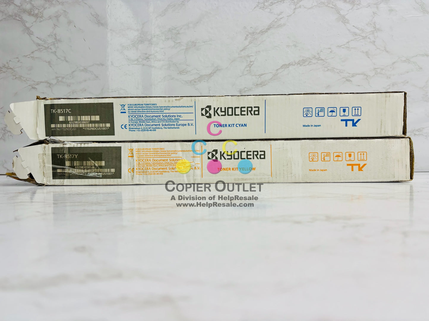 2 Open OEM Kyocera TASKalfa 2550ci Cyan & Yellow Toner TK-8317C, TK-8317Y