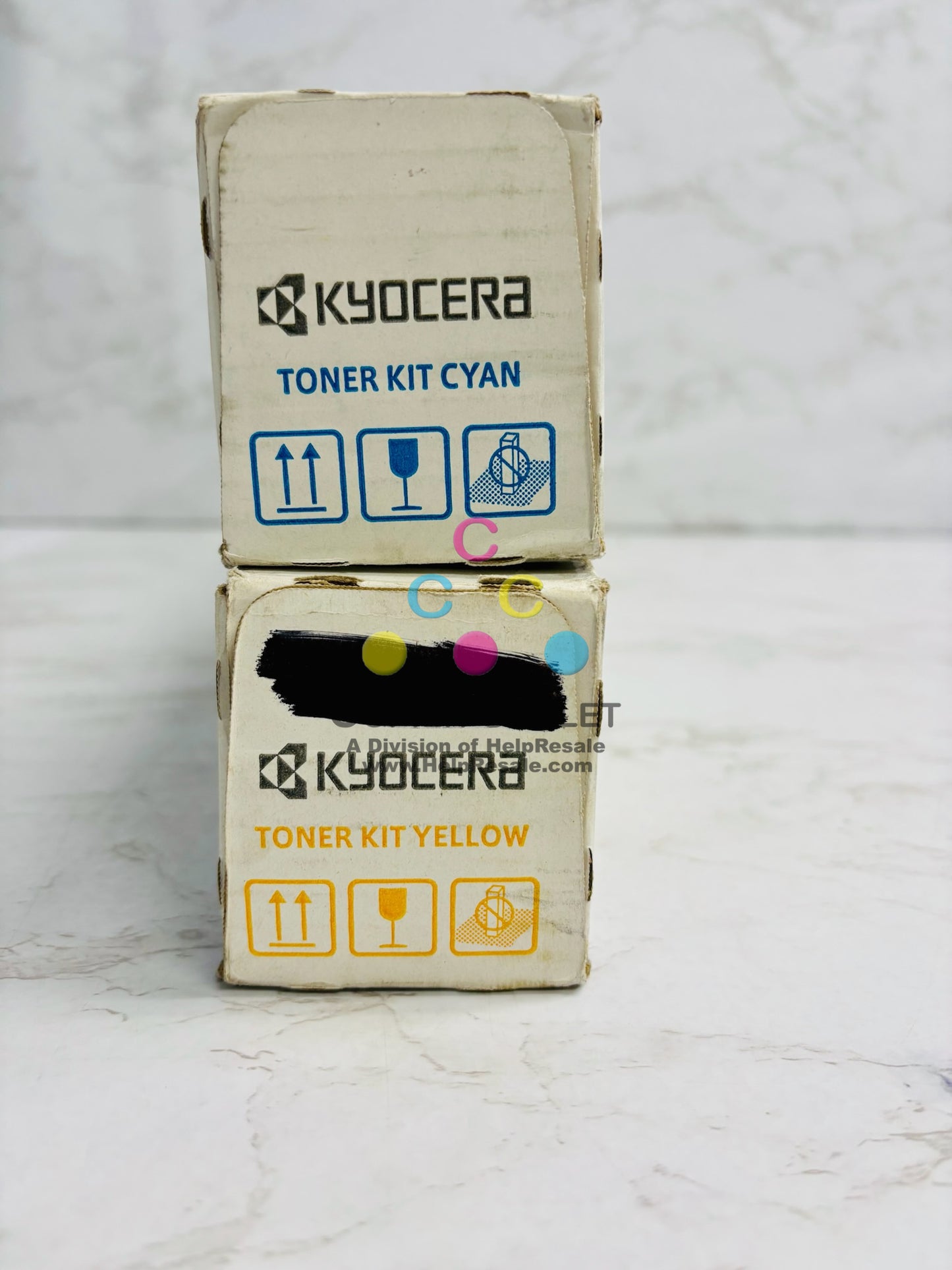 2 Open OEM Kyocera TASKalfa 2550ci Cyan & Yellow Toner TK-8317C, TK-8317Y