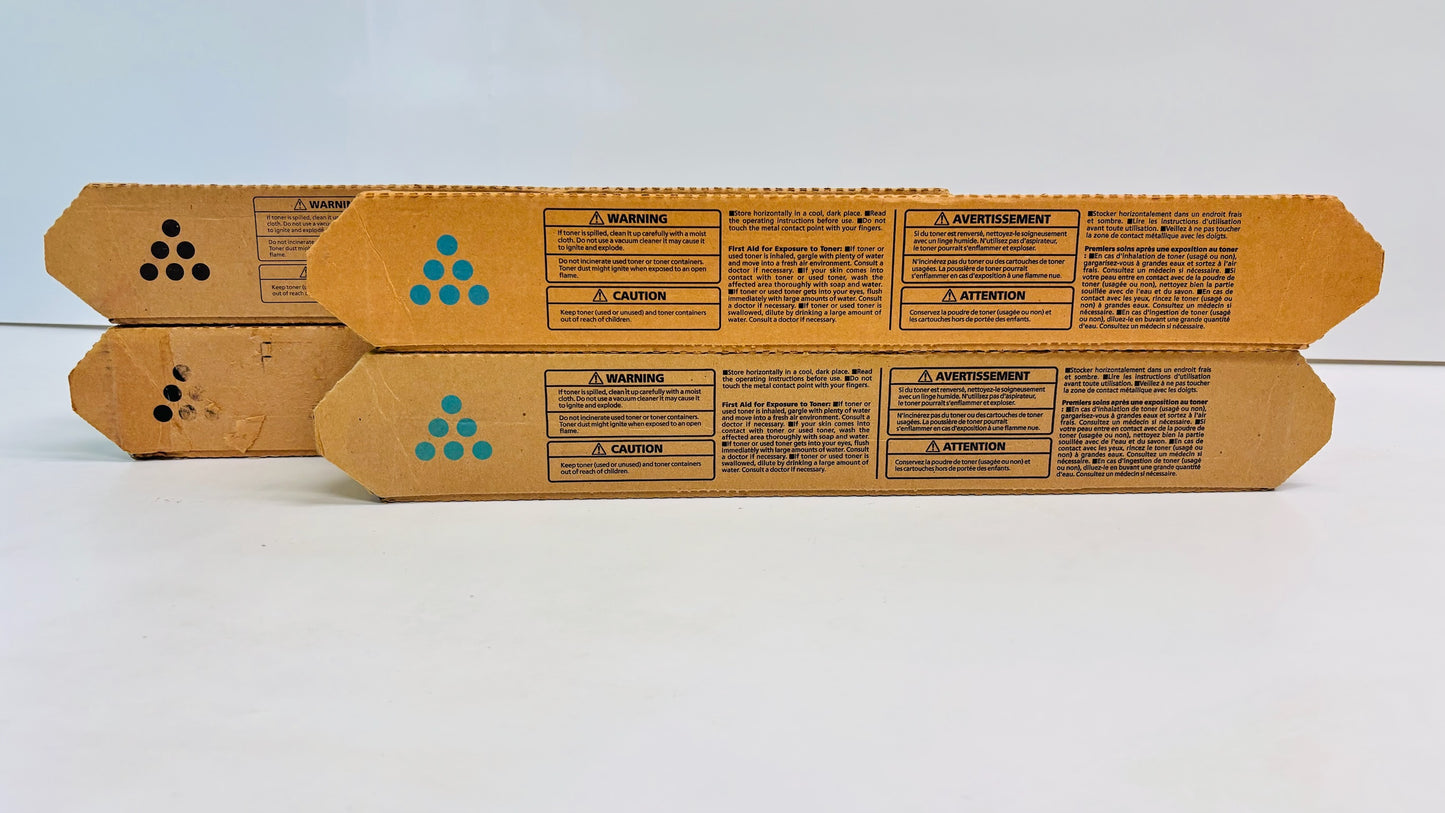4 New Genuine Ricoh MPC407 Cyan and Black Toners 842207, 842208