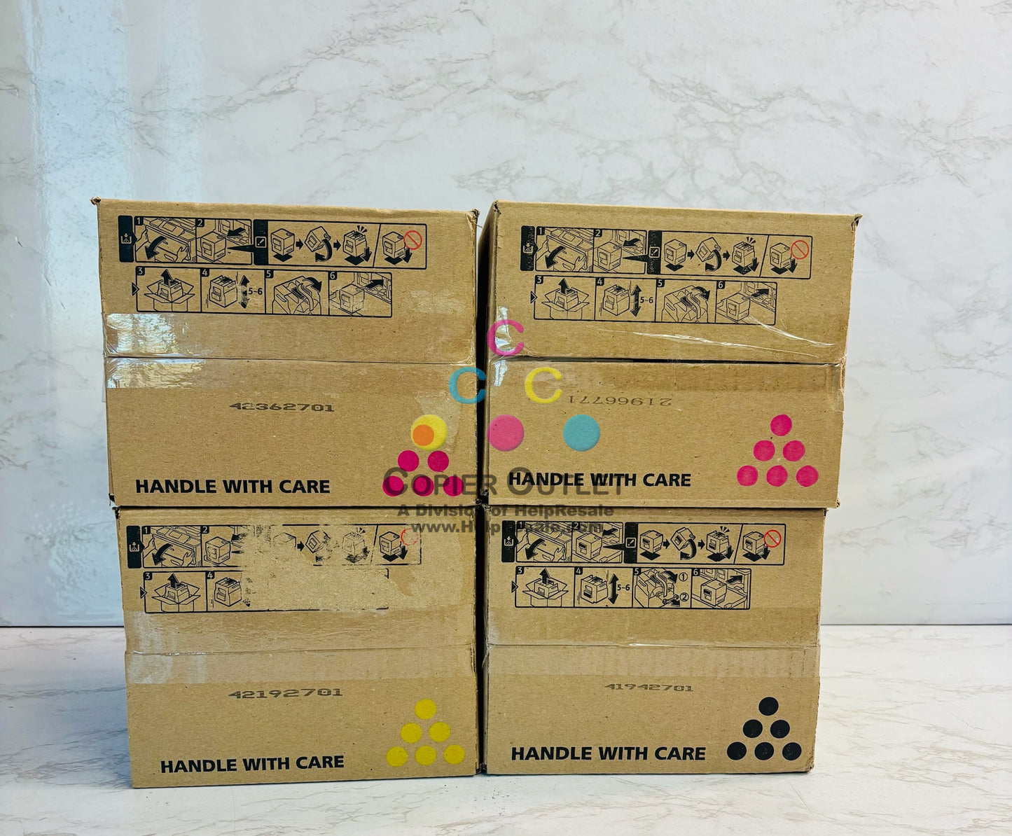 4 OEM Ricoh MPC8003,C6500 Mag, Yel & Black Toner 842196,842197,842198