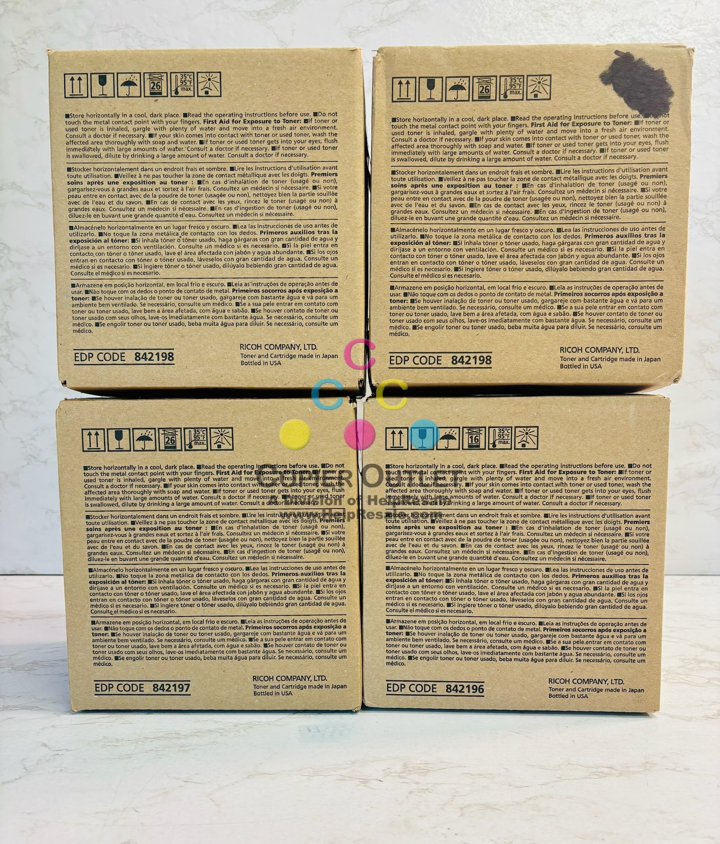 4 OEM Ricoh MPC8003,C6500 Mag, Yel & Black Toner 842196,842197,842198