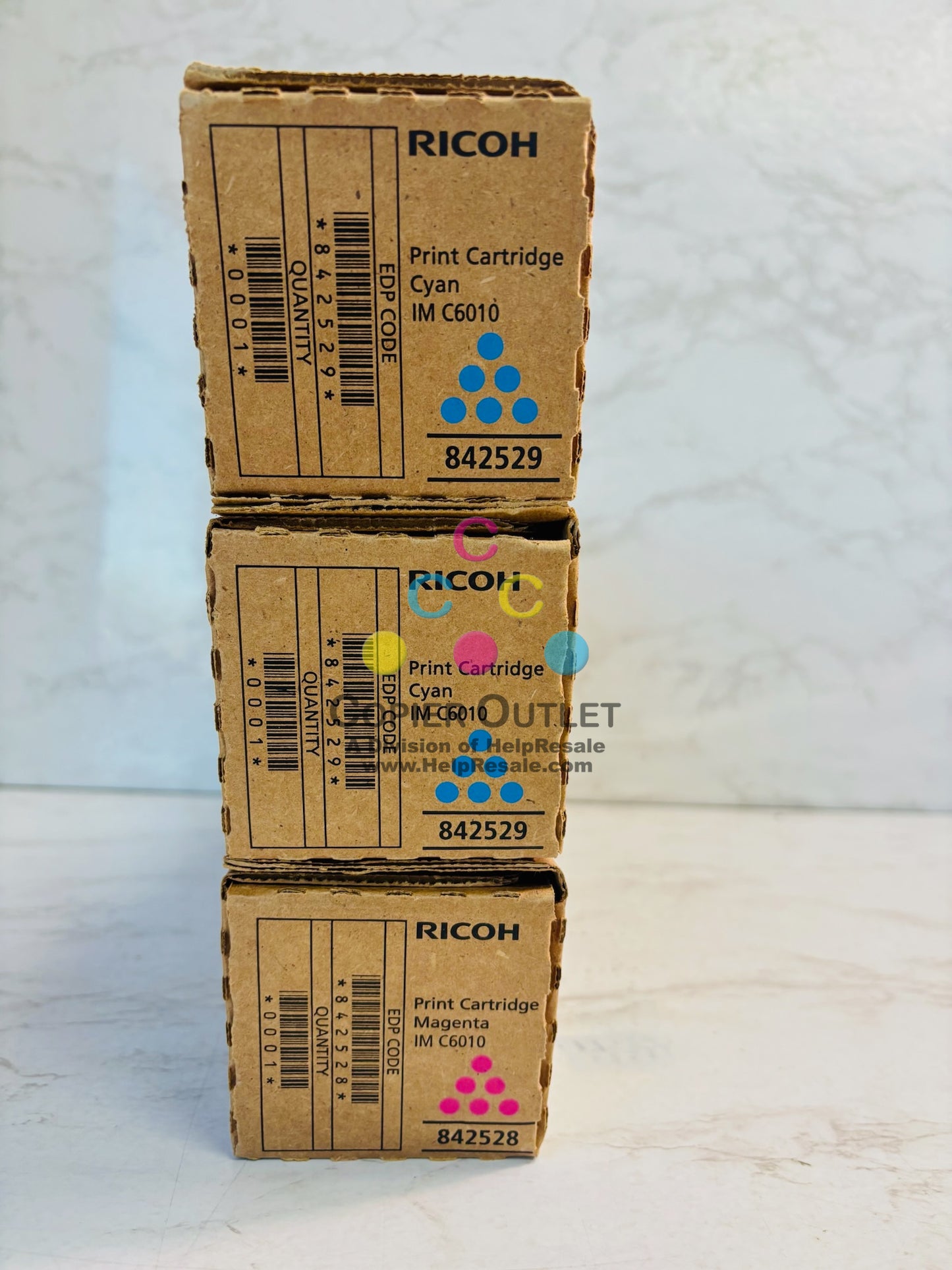 3 OEM Ricoh IM C4510 IM C6010 Cyan & Magenta Toner 842528,842529 CCM