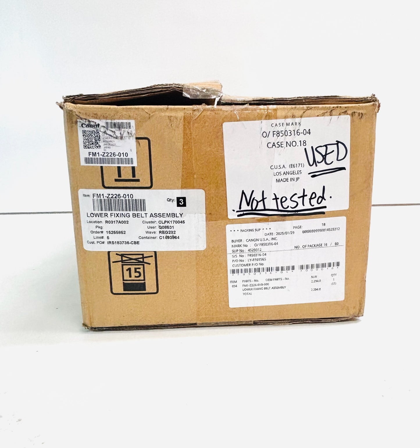 Used Genuine Canon C60,C700 Lower Fuser Belt Assembly FM1-Z226-010 (For Part Only)