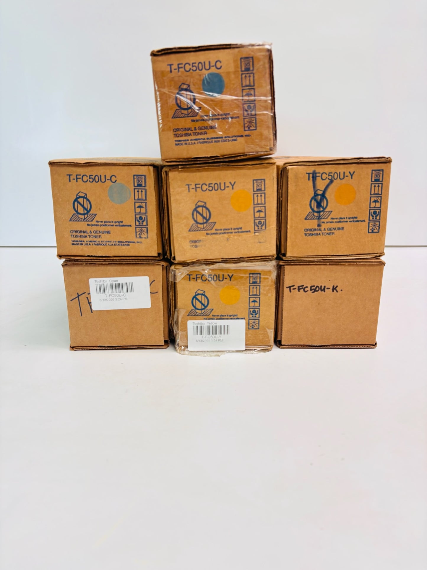 7 Cosmetic OEM Toshiba eSTUDIO2555C/3055C Cyan, Yellow & Black Toner T-FC50U-CYK
