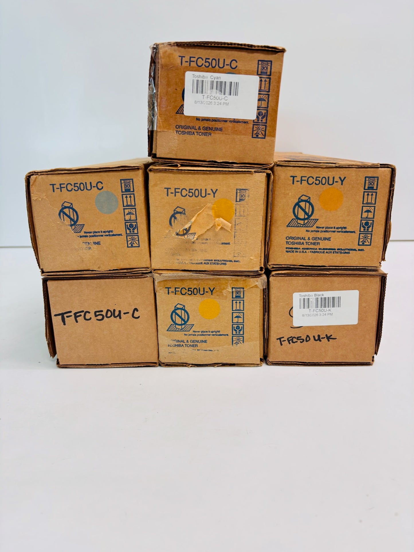 7 Cosmetic OEM Toshiba eSTUDIO2555C/3055C Cyan, Yellow & Black Toner T-FC50U-CYK