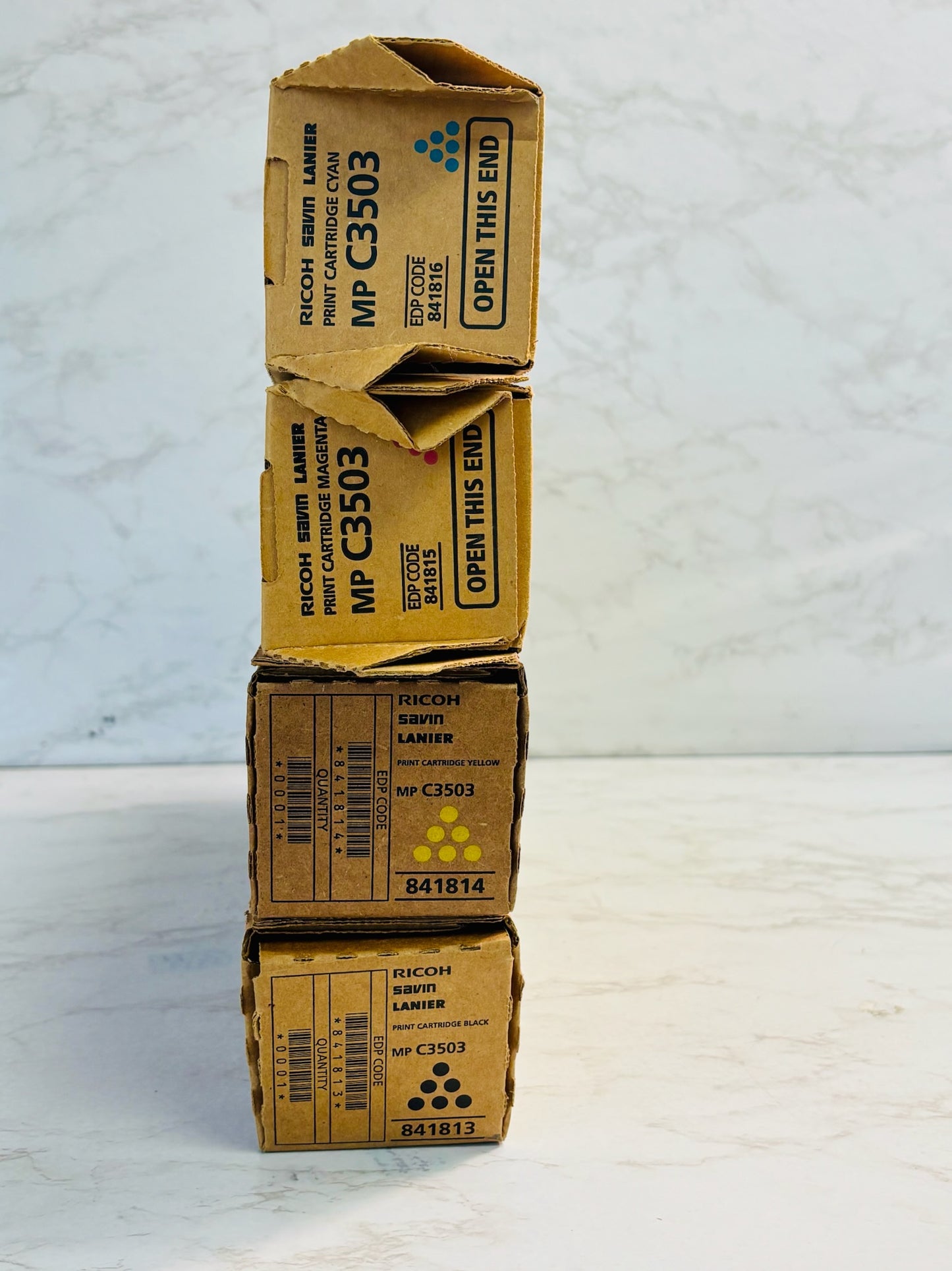 4 Genuine Ricoh MPC3503,C3003,C3504 CMYK Toners 841813, 841814, 841815, 841816