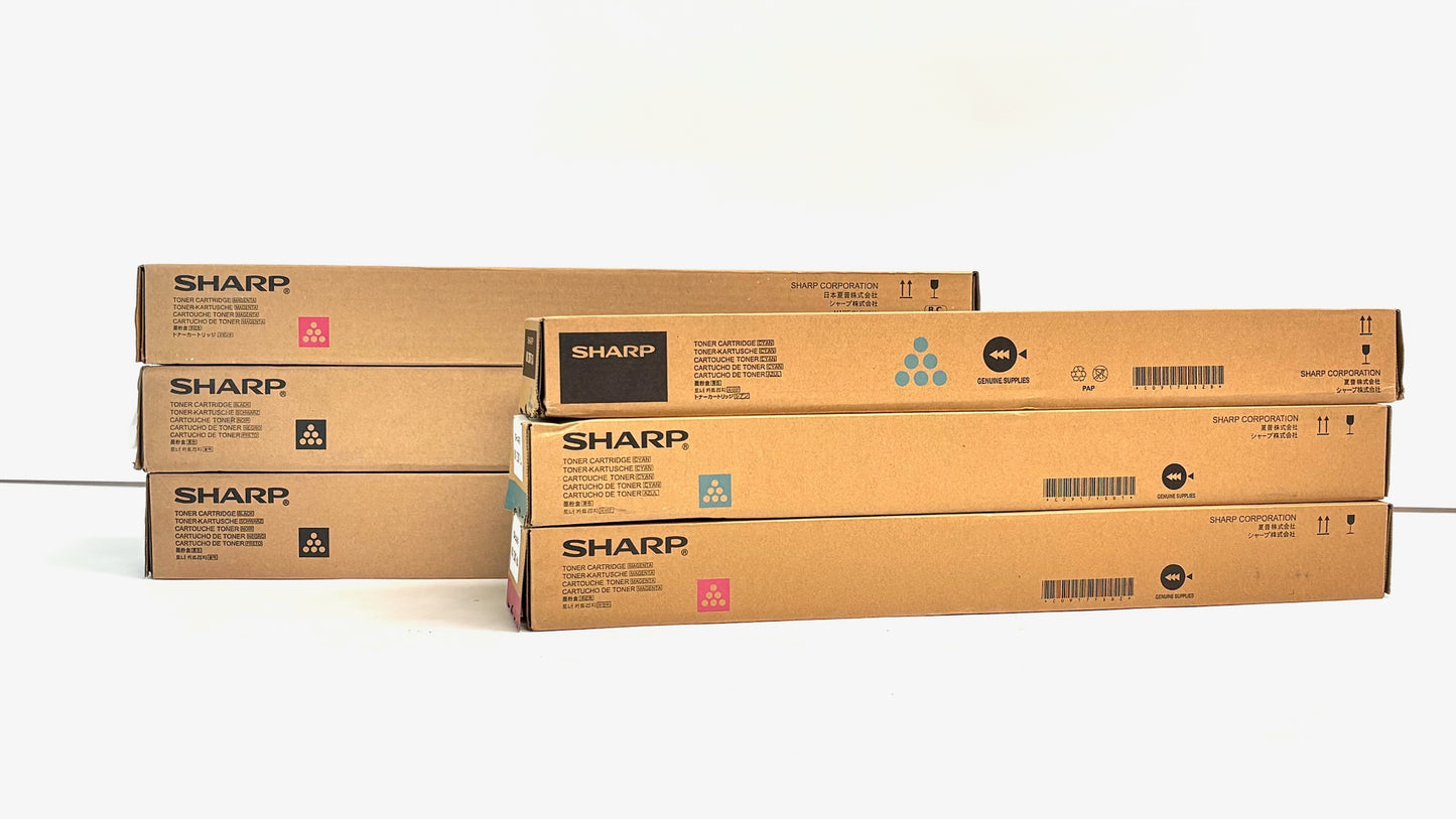 6 OEM Sharp MX-2310U,MX-2616N Cyan, Magenta & Black Toners MX-23NT-CA,MA,BA