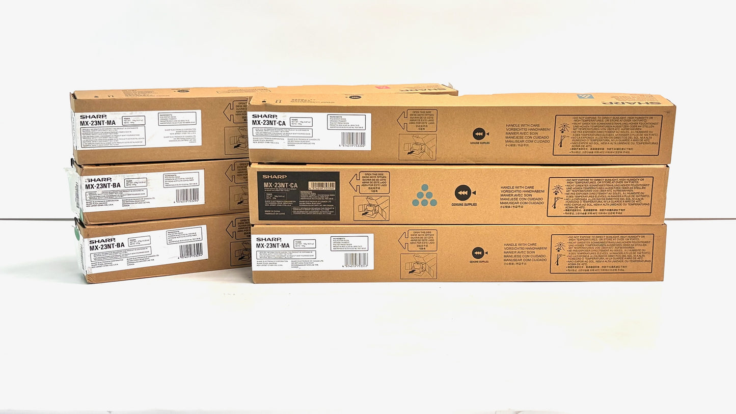 6 OEM Sharp MX-2310U,MX-2616N Cyan, Magenta & Black Toners MX-23NT-CA,MA,BA