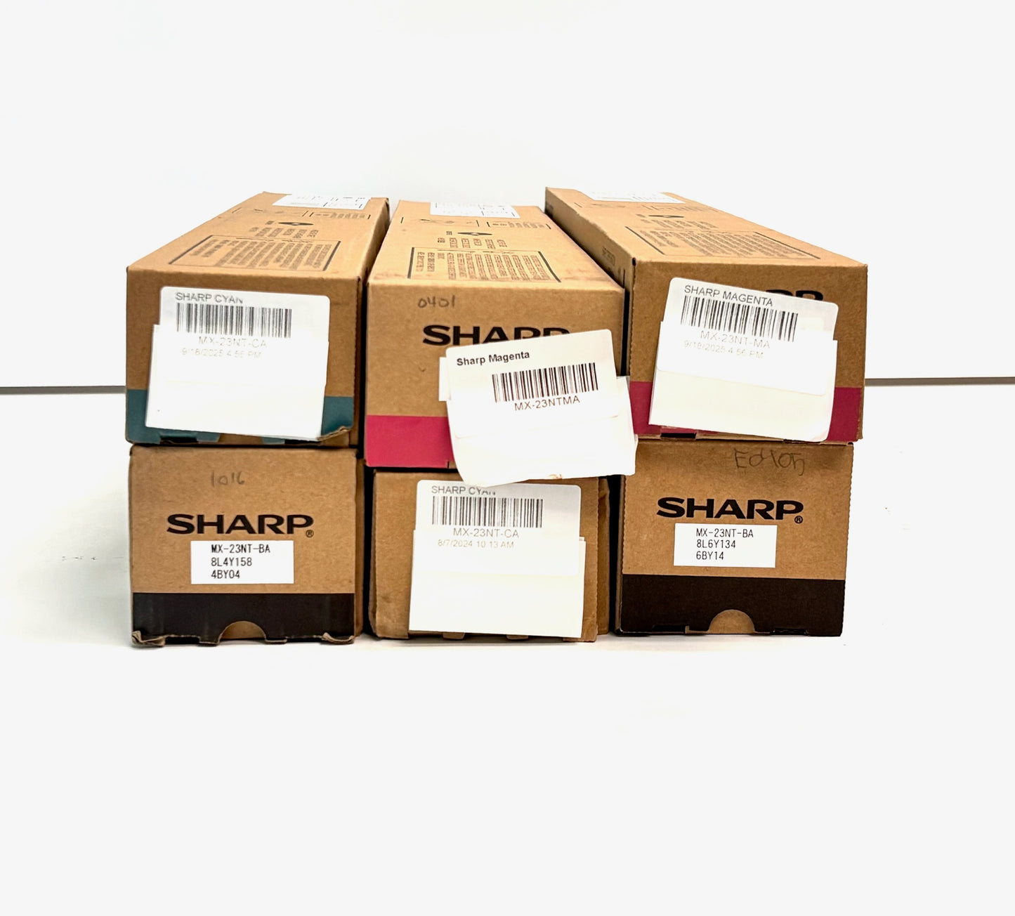 6 OEM Sharp MX-2310U,MX-2616N Cyan, Magenta & Black Toners MX-23NT-CA,MA,BA