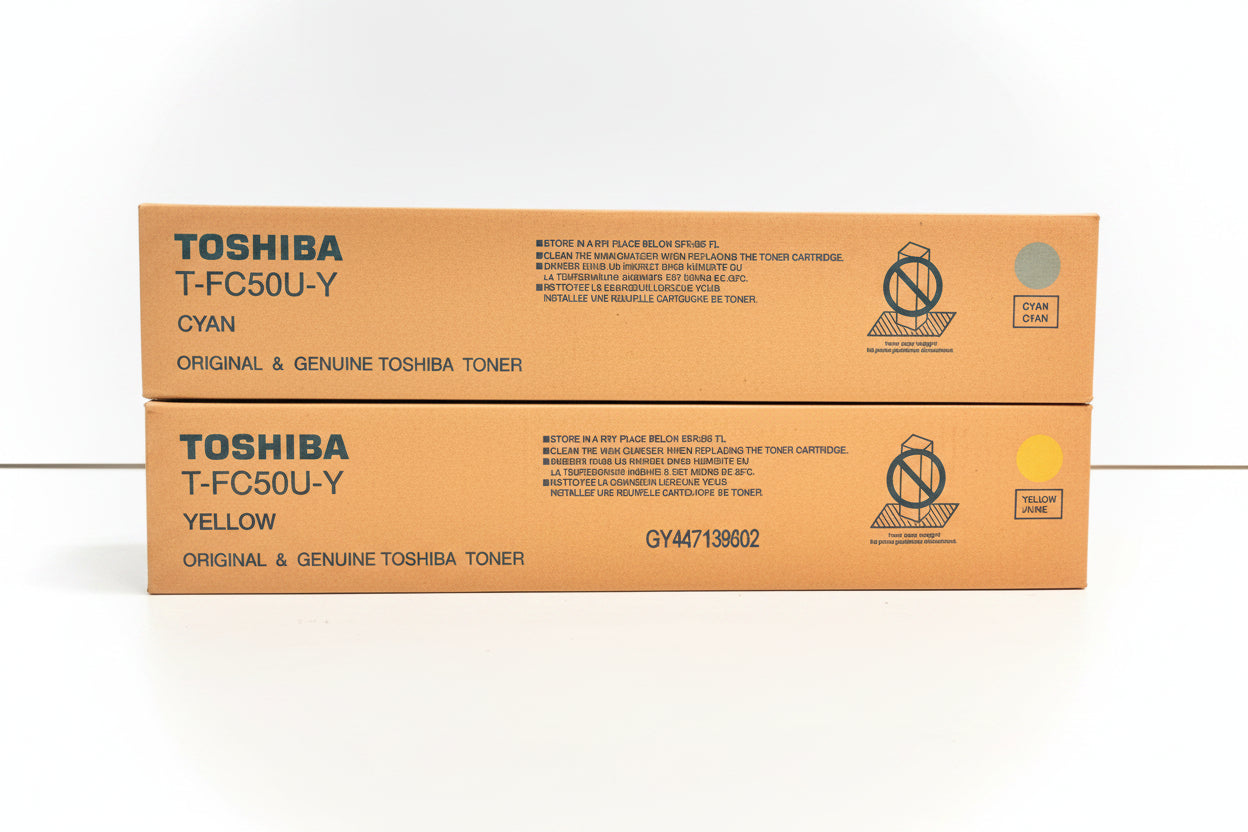 2 Open Genuine Toshiba eSTUDIO 2555C,3055C,5055C Cyan & Yellow Toners T-FC50U-CY