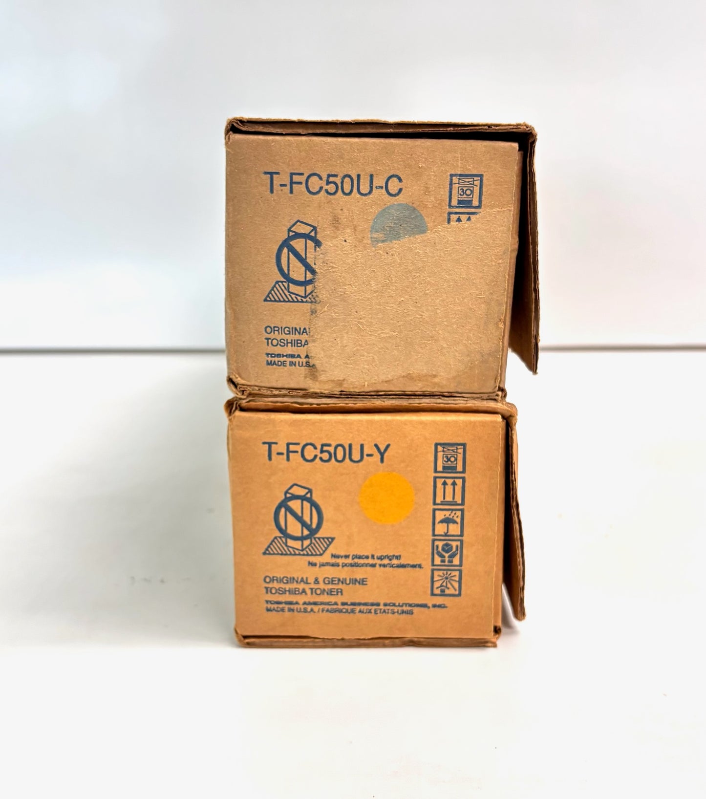 2 Open Genuine Toshiba eSTUDIO 2555C,3055C,5055C Cyan & Yellow Toners T-FC50U-CY