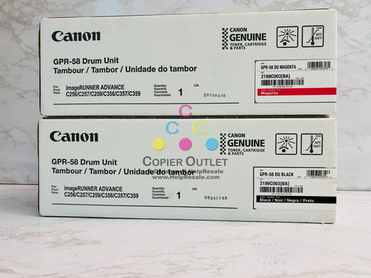 2 Genuine Canon iRA C256,C259 GPR-58, GPR58 Mag. & Black Drums 2188C003,2186C003