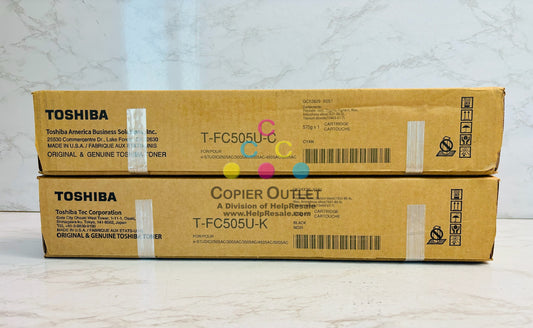 2 Genuine Toshiba e-studio 2505AC,3005AC Cyan & Black Toner T-FC505U