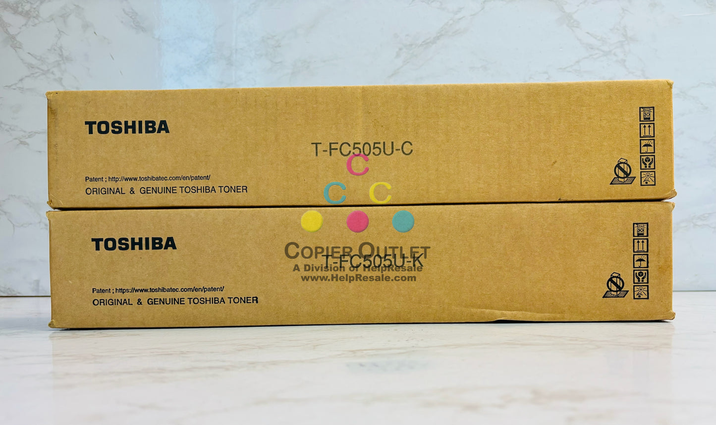 2 Genuine Toshiba e-studio 2505AC,3005AC Cyan & Black Toner T-FC505U