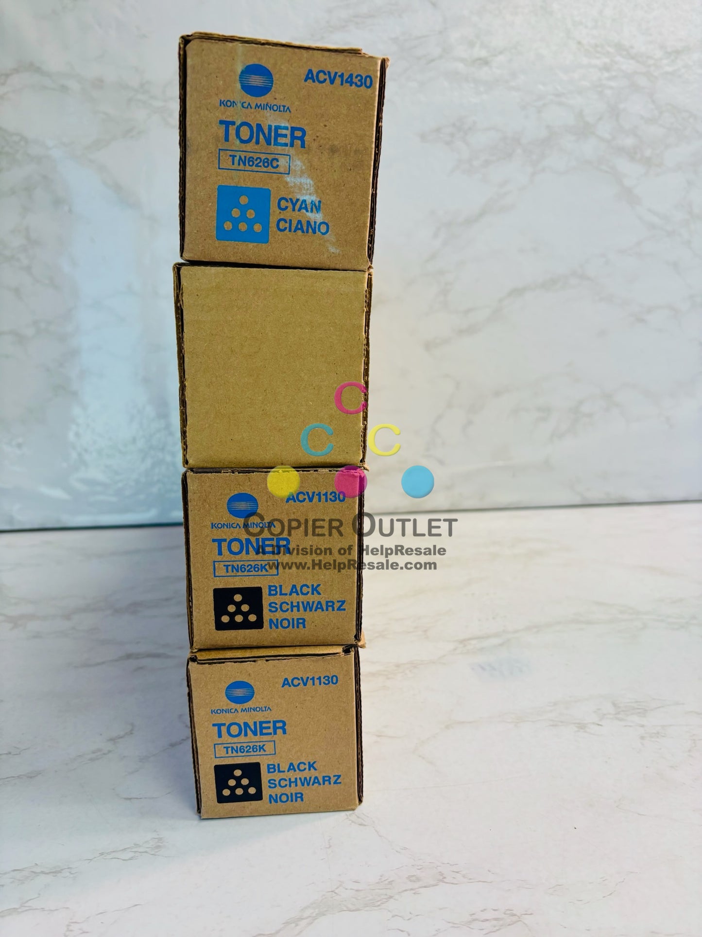 4 Genuine Konica BizHub C450i C550i C650i Cyan & Black Toner TN626C, TN626K