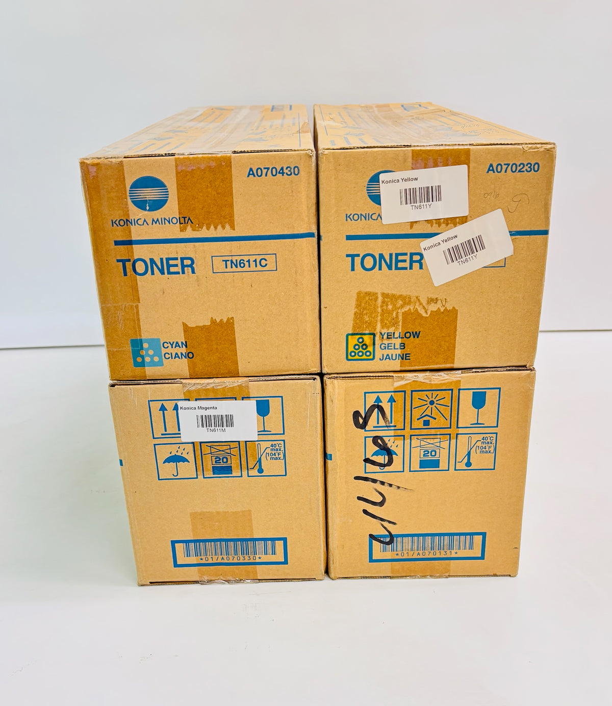 4 Genuine Konica BizHub C451 Toners TN611C, TN611M, TN611Y, TN411K Same Day Ship