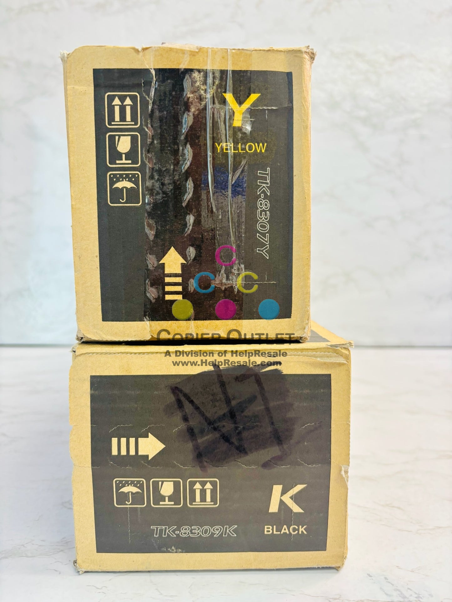 2 Genuine Kyocera 3050ci,3051ci,3550ci,3551ci YK Toner TK-8307Y, TK-8309K