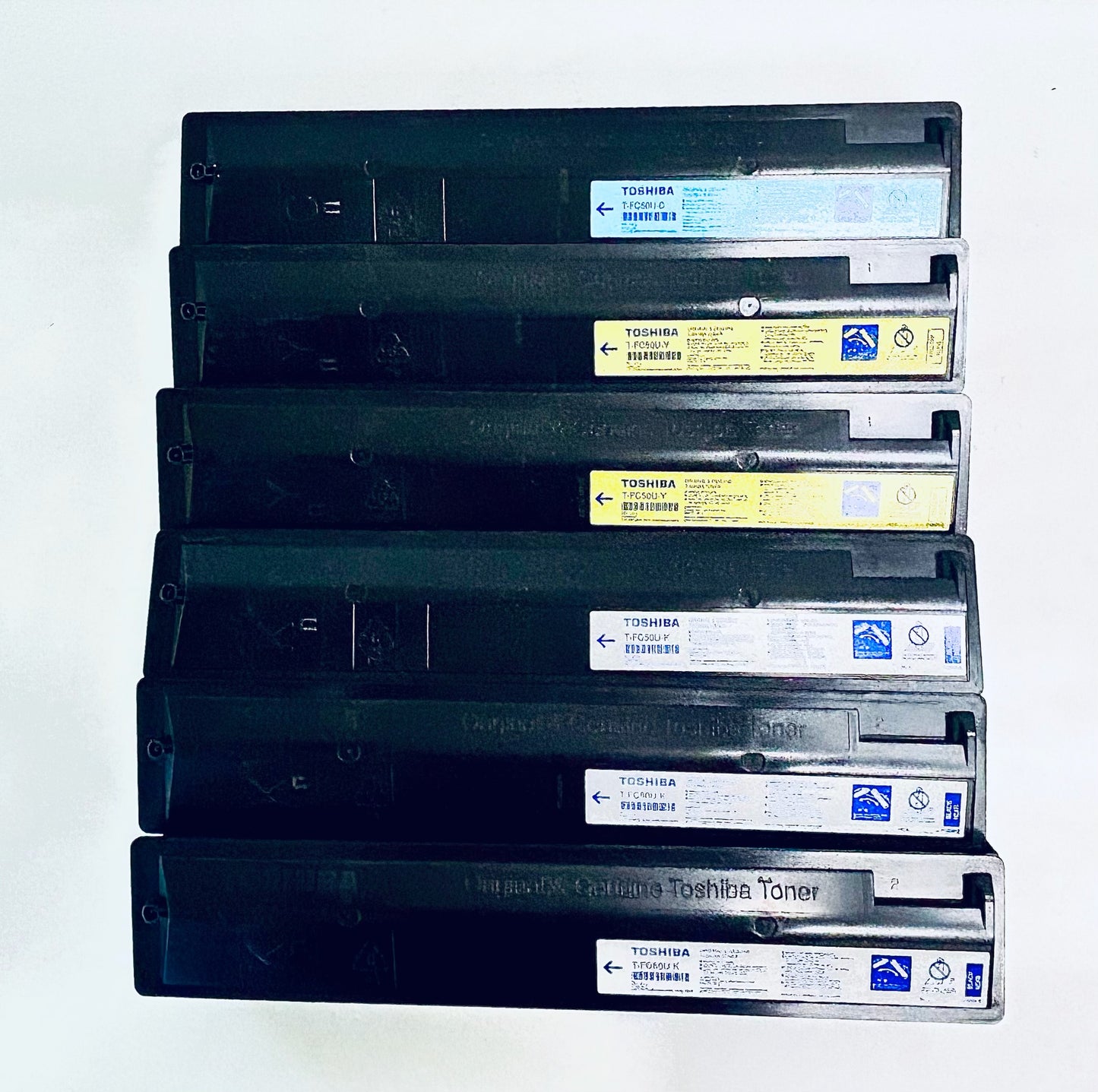 6 Open Genuine Toshiba 2555C,5055CG Cyan, Yellow & Black Toner T-FC50U-CYYKKK