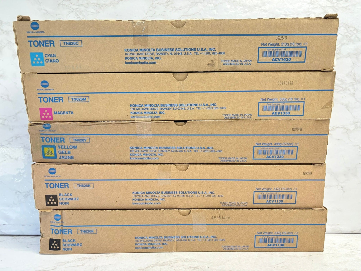 5 New Cosmetic Genuine Konica BHC450i,C550i TN626 CMYKK Toners (TN626LM)