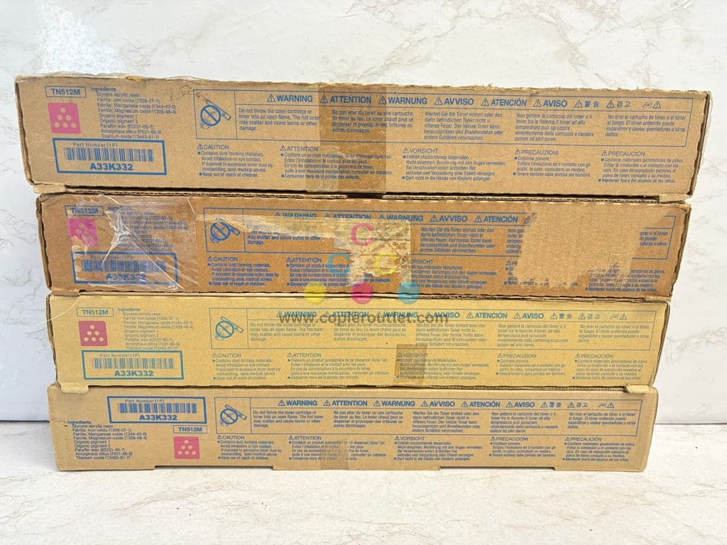 4 OEM Konica BizhubC454,C454e,C554,C554e TN512M, TN-512M (A33K332) Toners