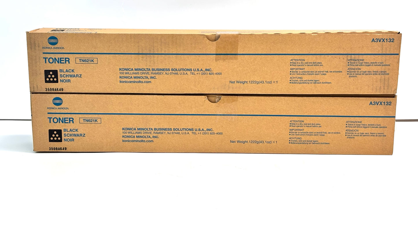 2 New Genuine Konica Minolta AccurioPress C83hc, BH C71hc Black Toners TN621K